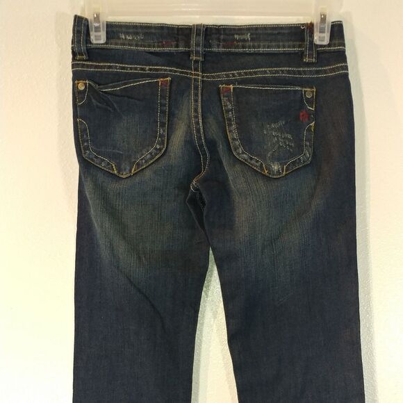 Urban Behavior Women’s Bootcut Jeans Dark Wash Stretch Denim Contrast Stitching - Picture 10 of 11